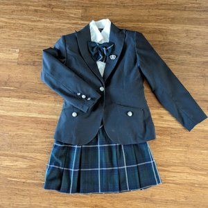 Girls British Japanese School Uniform Costume Blazer Shirt Skirt Tie Sets